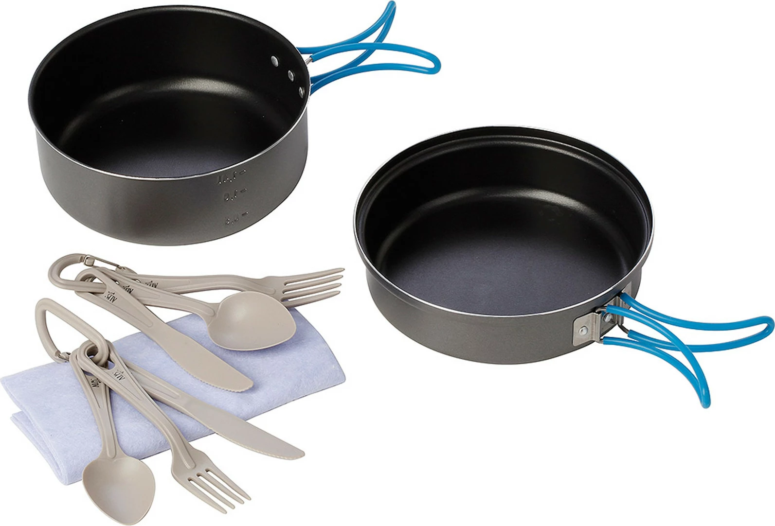 Set enësh turistike Meva NA19001 për 2 persona, alumini, doreza silikon, me takëme