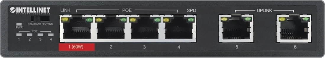 Switch Ethernet Intellinet 561686, 6x RJ45, 3xPoE dhe 1x PoE me Fuqi të Lartë