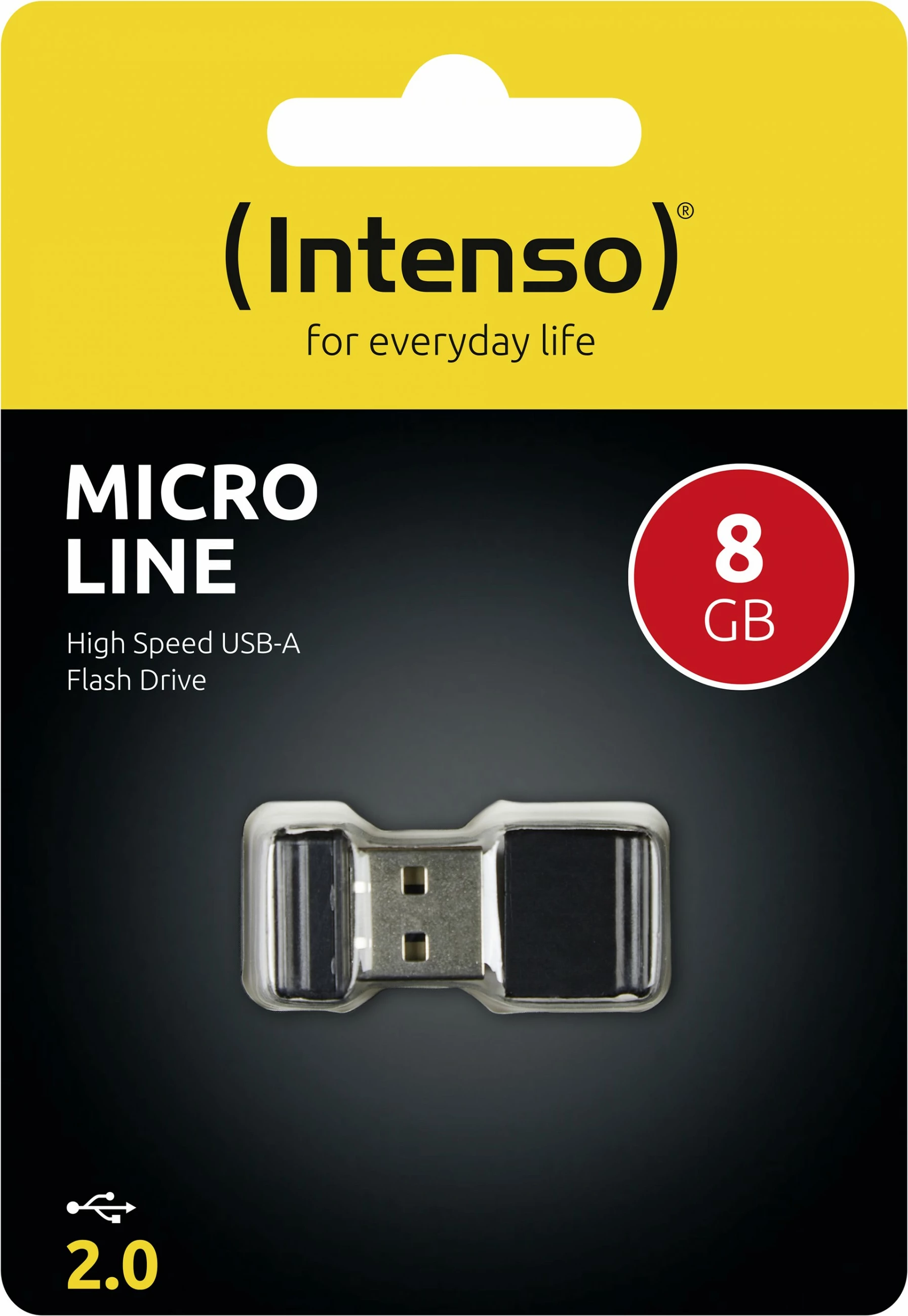 USB Intenso Micro Line, 8 GB, USB Type-A, 2.0, e zezë