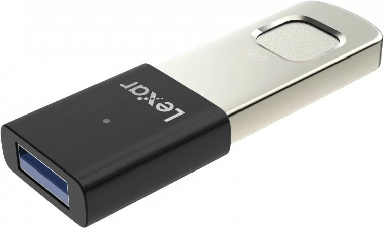 Pendrive Lexar F35pro, 64GB, USB 3.2 Gen1, me lexues gjurmësh gishti, Zi/Metal