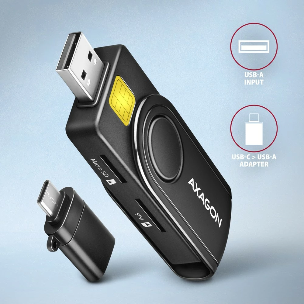 Lexues kartelash AXAGON CRE-SMP2A, USB 2.0, SD/microSD/SIM/ID, i zi
