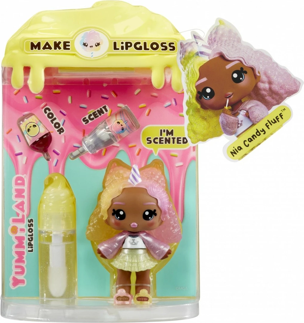 Set lodër dhe lip gloss Yummiland nga MGA, S2, Cotton Candy, me kukull të vogël aromatike