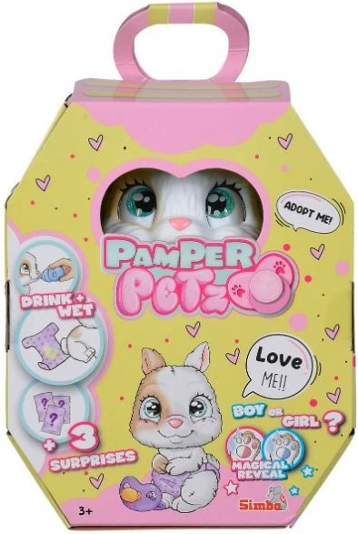 Figurinë lodër Pamper Petz Bunny, Simba, 15 cm, set me 3 surpriza