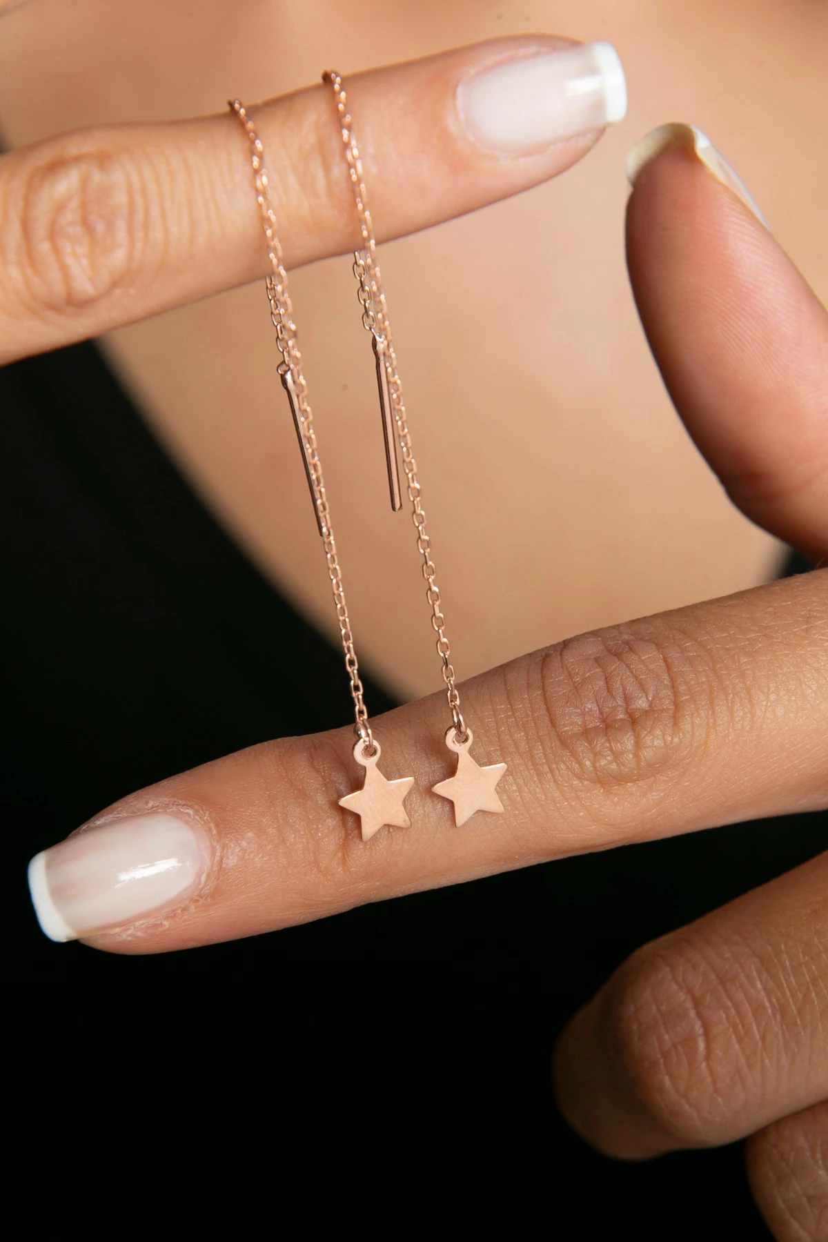 Vathë të hollë argjendi, ngjyrë rozë ari, Elika Silver, TFNY65011