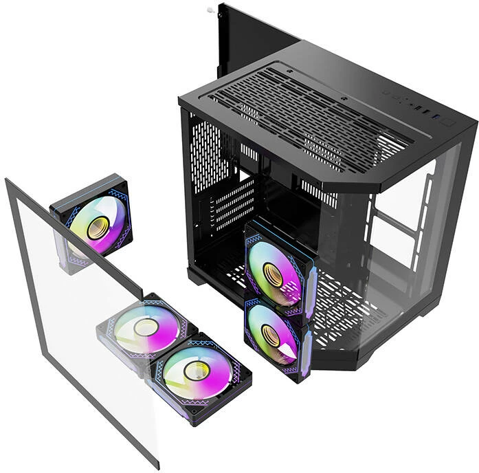 Kasë Darkflash FT350 me 5 ventilatorë ARGB, Mini Tower, e zezë