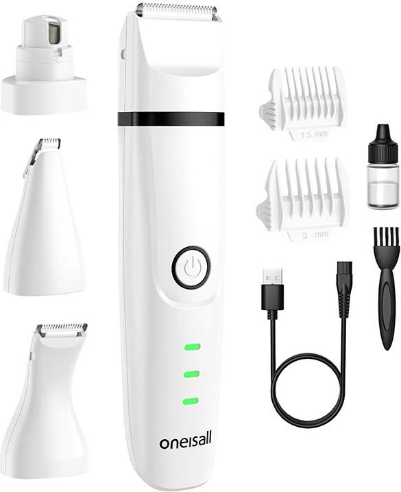 Trimmer për kafshë, Oneisall N12, 4‑në‑1, bateri 600 mAh 90 min, 2 shpejtësi 