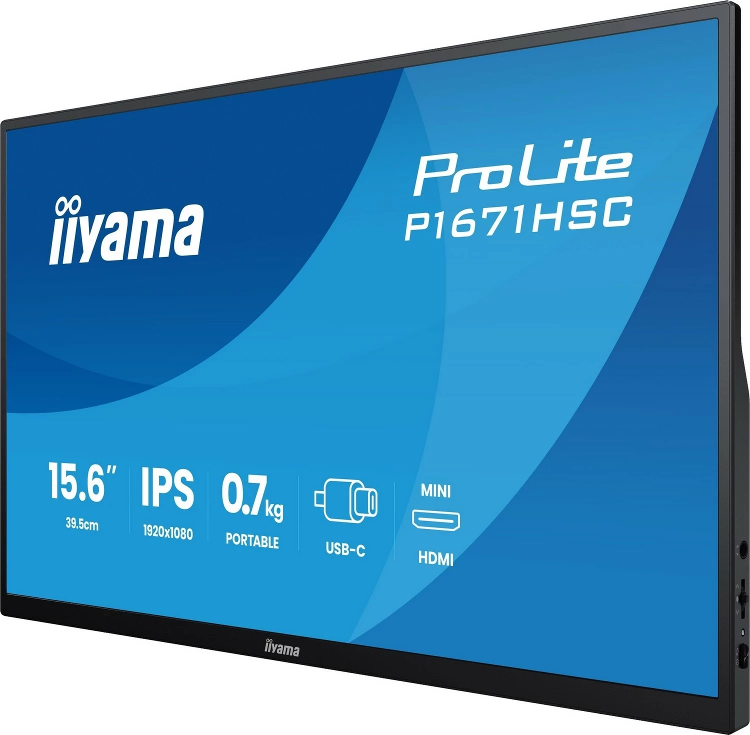 Monitor iiyama ProLite P1671HSC-B1, 15", Full HD, IPS, USB-C, miniHDMI, zi