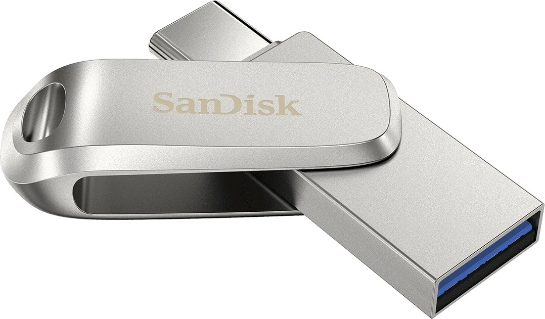 USB SanDisk Ultra Dual Drive Luxe, 512 GB, USB Type-A / USB Type-C, Inox