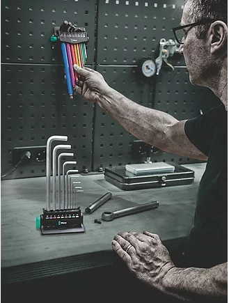 Set çelësa inbus Wera 9 copë, me mbështjellës plastik, me kuti, multikolor