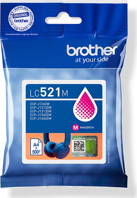 Kartush boje, Brother, LC-521M, deri 500 faqe, standard, magenta