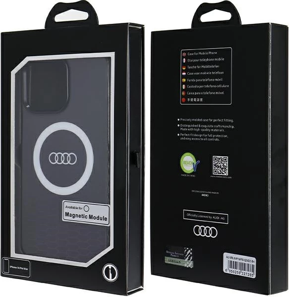 Mbështjellës Audi IML Big Logo MagSafe për iPhone 14 Pro Max, zi
