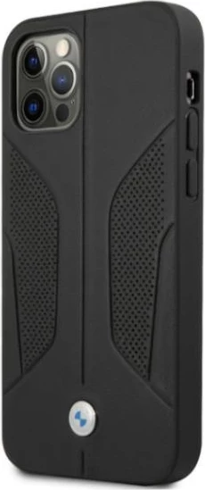 Mbështjellës BMW BMHCP12LRSCSK për iPhone 12 Pro Max, lëkurë, i zi