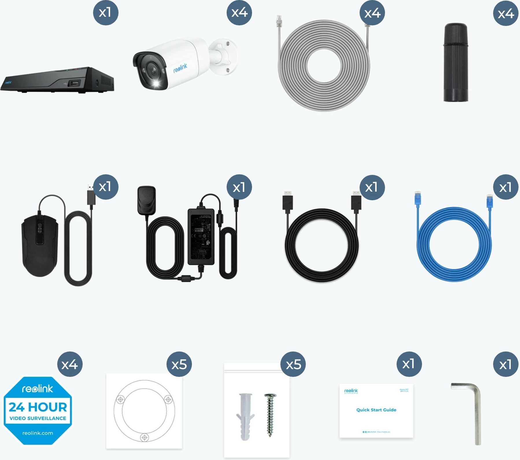 Sistem sigurie Reolink NVS8-8MB4, 4K UHD, 8 kanale, 100 ft natë e qartë, detektim i zgjuar, me kabllo, brenda/jashtë