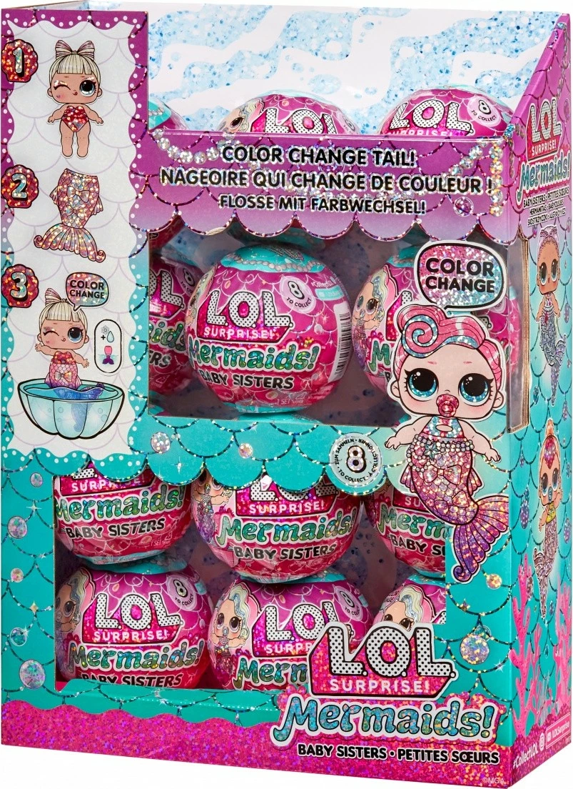Kukull surprizë L.O.L. Surprise Mermaids, MGA, 510604-EUC, me bisht që ndryshon ngjyrë