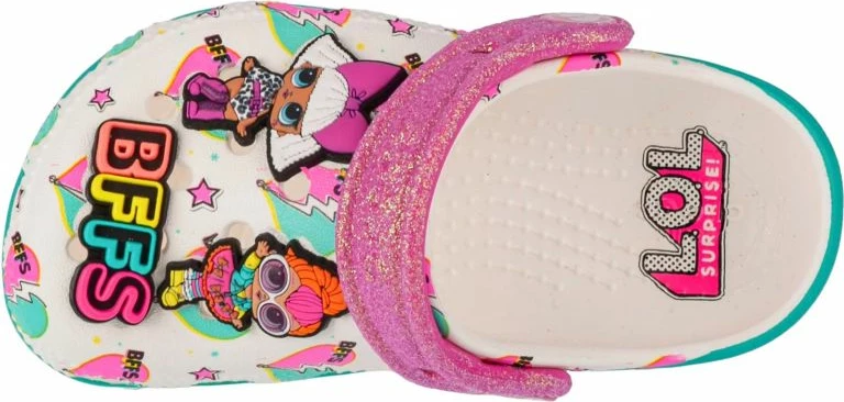 Papuqe Crocs për fëmijë, të bardha me ngjyra