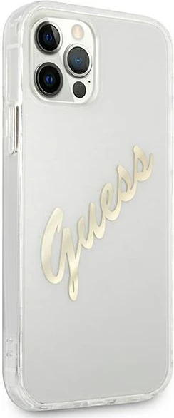 Mbështjellës Guess GUHCP12MKTRSVGO për iPhone 12/12 Pro 6.1", transparent me logo të artë