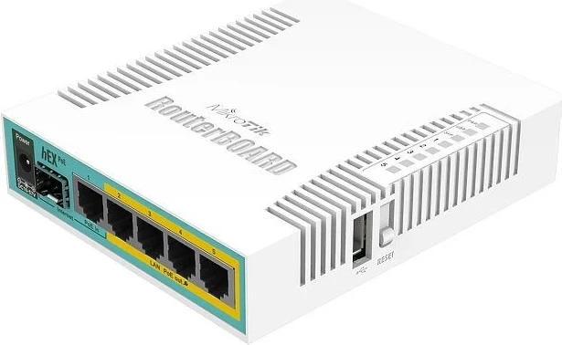 Router MikroTik hEX PoE, i bardhë