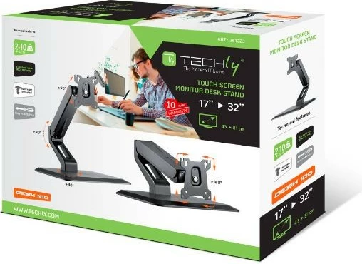 Mbajtëse monitori Techly ICA-LCD 35TS, për tavolinë, 17-32", 10kg, e zezë