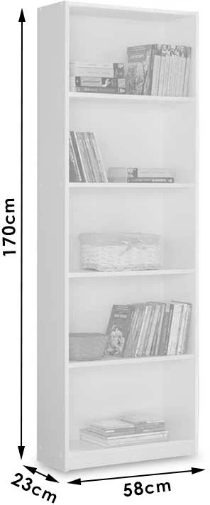 Raft librash Max, ngjyrë e bardhë, 58x23x170 cm