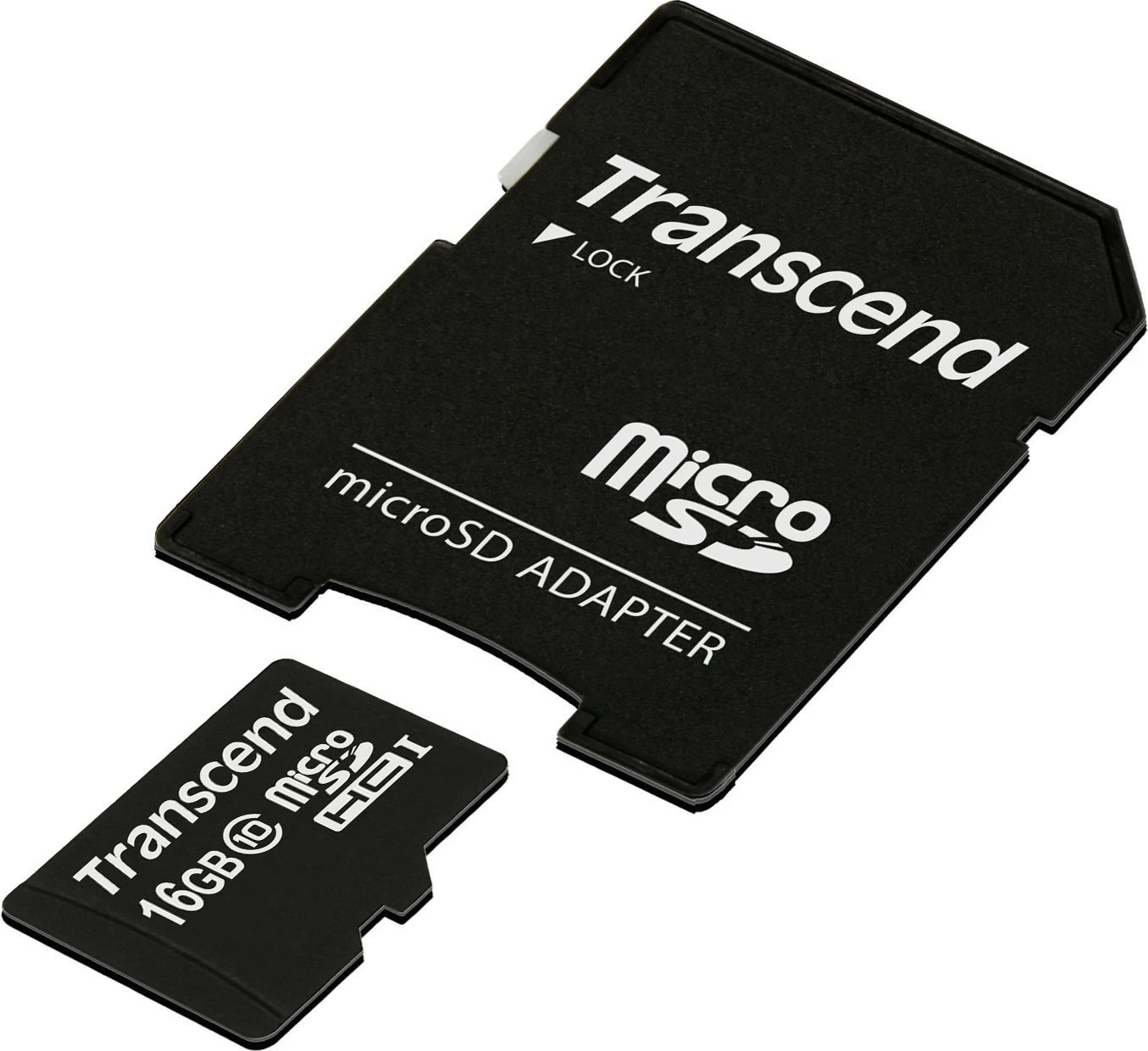 Kartelë memorie Transcend microSDHC 16GB, Class 10, me adapter, e zezë