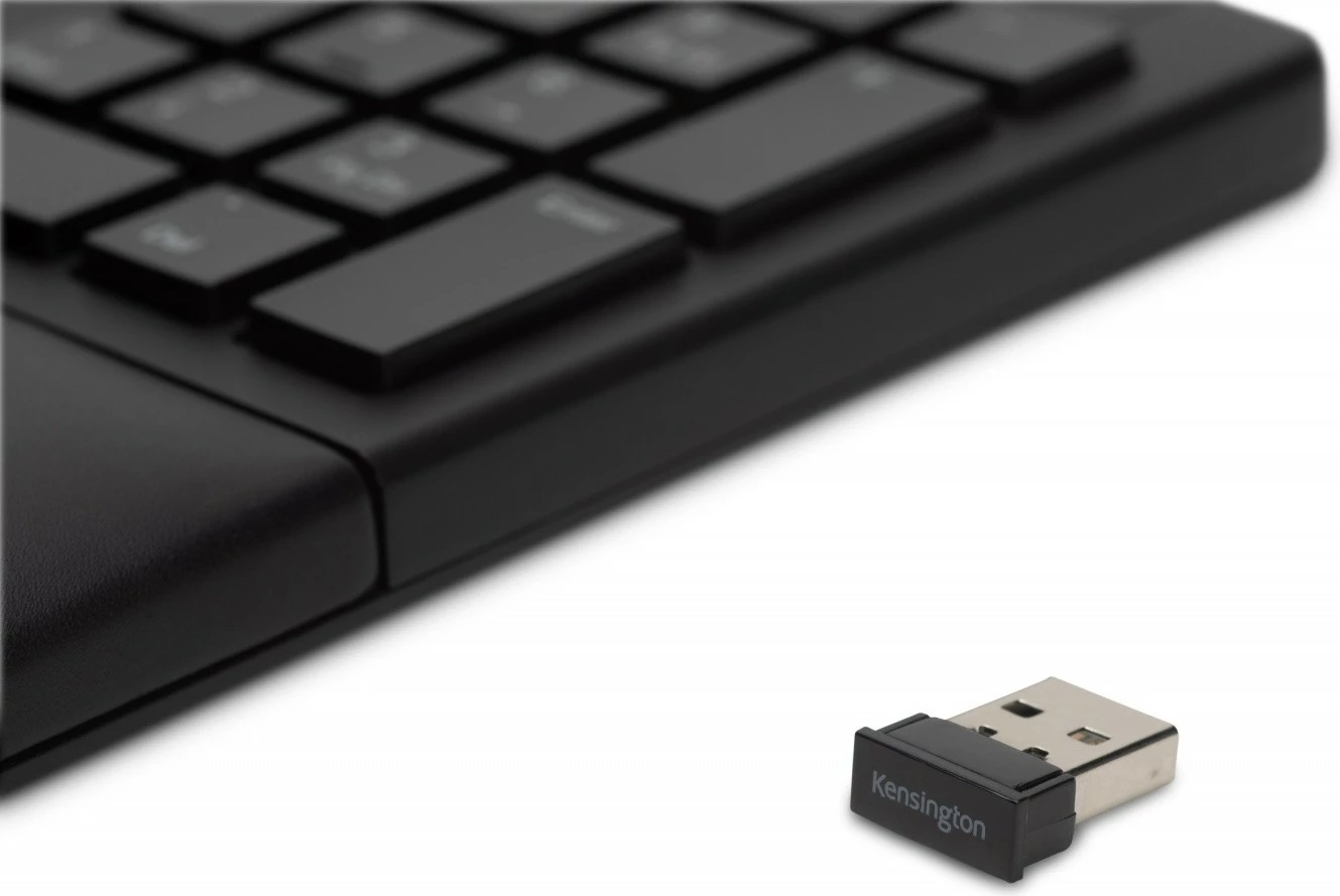 Tastierë wireless Kensington Pro Fit Ergo K75401WW, NL layout, 2.4 GHz & Bluetooth, ergonomike me mbështetëse kyçesh, e zezë