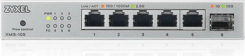 Switch Zyxel XMG-105-ZZ0101F, 5 porta 2.5G, 1 port SFP+, i argjendtë