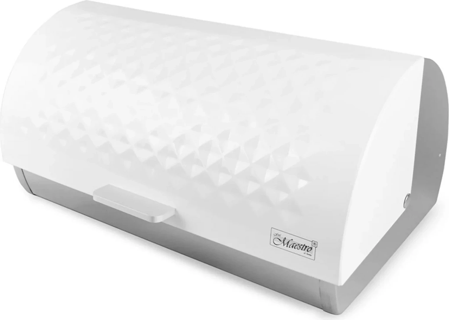 Kuti buke Maestro MR-1676, çelik inox, cilindrike, e bardhë