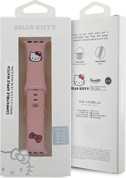 Rrip silikoni për Apple Watch Hello Kitty, 42/44/45/49mm, Rozë