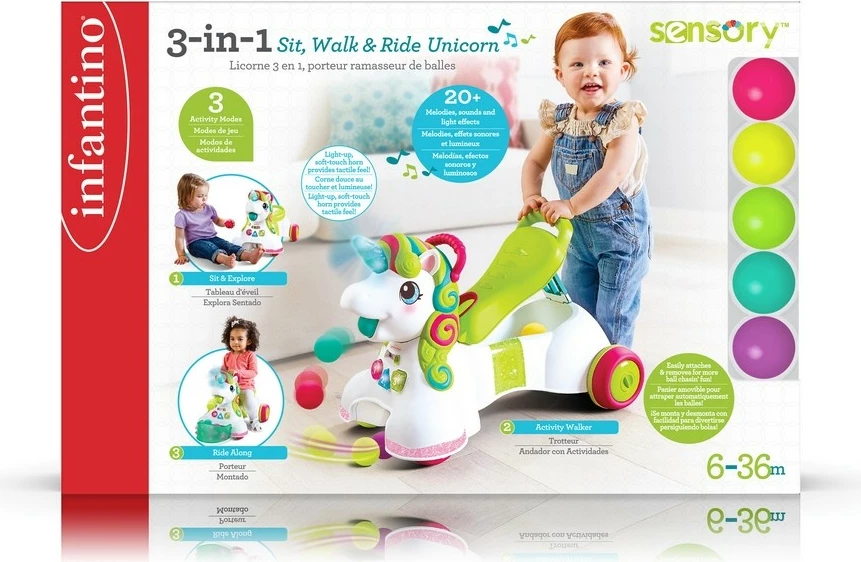 Ride-on, push walker 3-in-1 B-kids 150227018N, shumëngjyrëshe, Unicorn