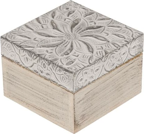 Kuti dekorative druri OUT OF THE BLUE, set 2 copë, argjend