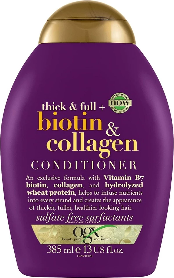 Kondicioner për flokë OGX Biotin & Collagen për femra, 385ml
