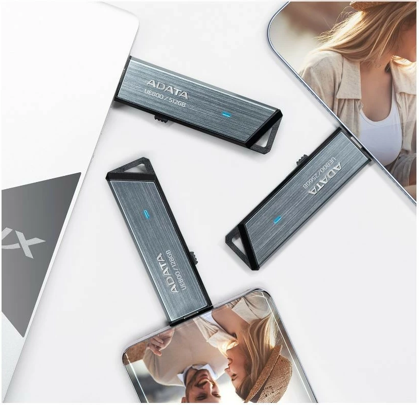 Pendrive Adata Elite UE800, 256GB, USB 3.2 Type-C, Argjendtë