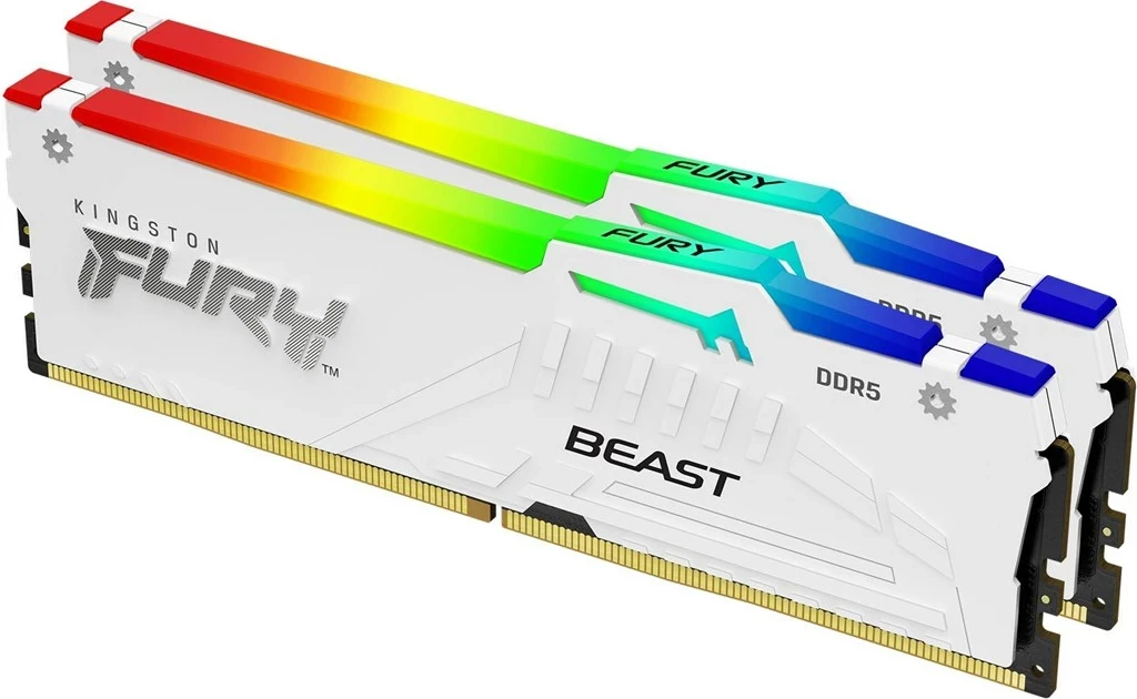 RAM Memorje Kingston FURY Beast 32GB 6000MT/s DDR5 CL36 DIMM (Kit of 2) Bardhë RGB