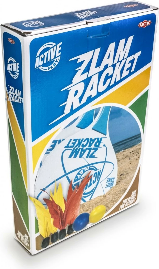 Set raketa druri Tactic Zlam Racket me topa dhe kokrra me pupla, për plazh