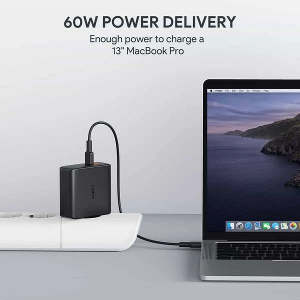 Karikues muri AUKEY PA-D5, 2x USB-C Power Delivery 3.0, 63W, i zi