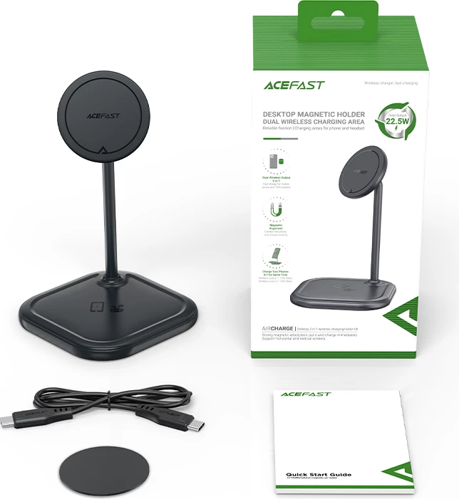 Karikues wireless Acefast E6, 15W, MagSafe, për iPhone dhe AirPods, Gri