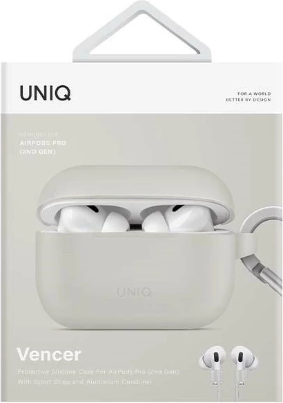 Mbështjellës UNIQ Vencer për AirPods Pro 2, me karabiner, Gri