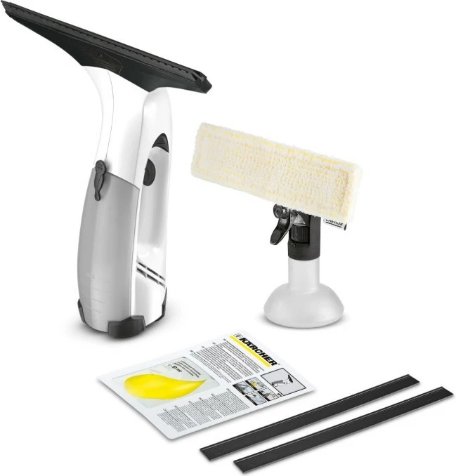 Pastrues dritaresh me vakum, Karcher WV 71 Plus Home Line (1.633-142.0), bateri 20 min, depozitë 100 ml, kohë karikimi 120 min, gri/zi/bardhë, set me sprucues + jastëk mikrofibër