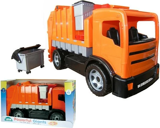 Kamion lodër Lena Garbage Truck ACTROS, plastikë, 72 cm, portokalli/gri