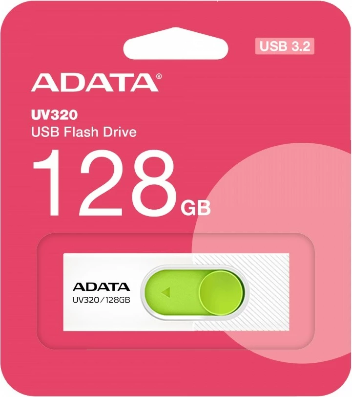 Pendrive Adata UV320, 128GB, USB 3.2, Bardhë-Gjelbër