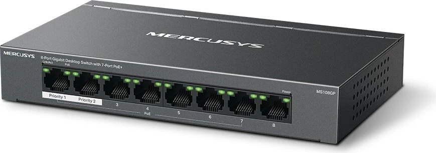 Switch Mercusys MS108GP, 8-Porta Gigabit, PoE+, i Zi