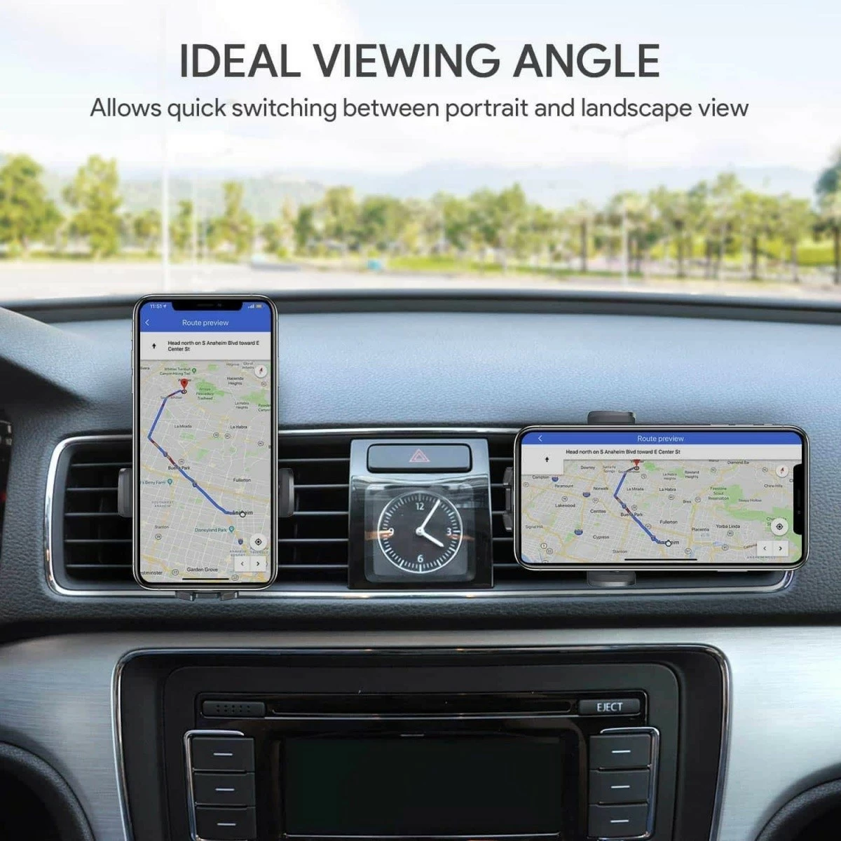 Mbajtës universal për veturë AUKEY HD-C48 për ventilator, 360° rrotullues, i zi