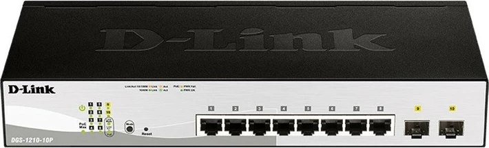 Switch D-Link DGS-1210-10P/E, 8 porta Gigabit PoE, 2 SFP, i zi
