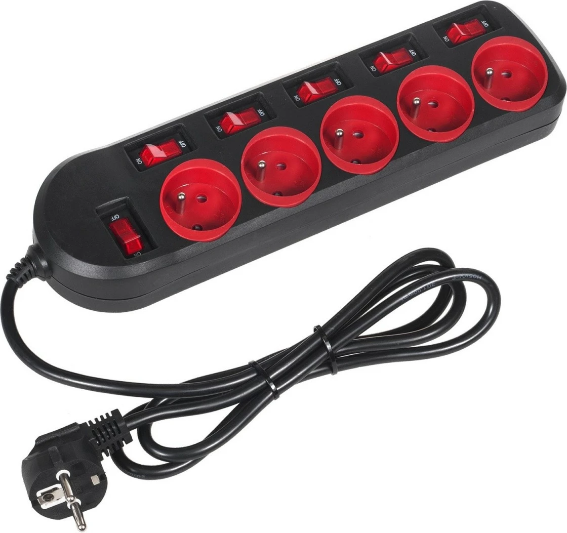 Kasë Maclean MCE204, 5 dalje, me çelësa, 1.5m, e zezë/kuqe