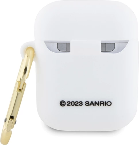 Mbështjellës Hello Kitty për AirPods 1/2, silikon, i bardhë, me unazë