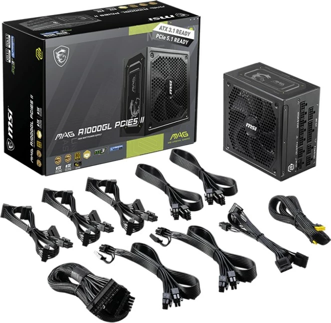 Kasë furnizimi MSI MAG A1000GL PCIE5 II, 1000W, 80 PLUS Gold, e zezë