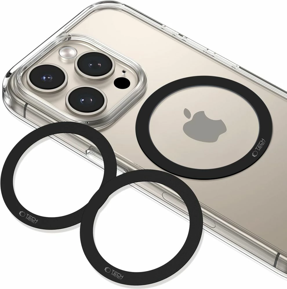 Set unazash MagSafe Tech-Protect MMP-110 2in1 për mbështjellës celulari, e zezë, 2 copë