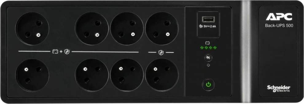 UPS APC BE500G2-FR Back-UPS, 500VA, 8 dalje, USB, e zezë