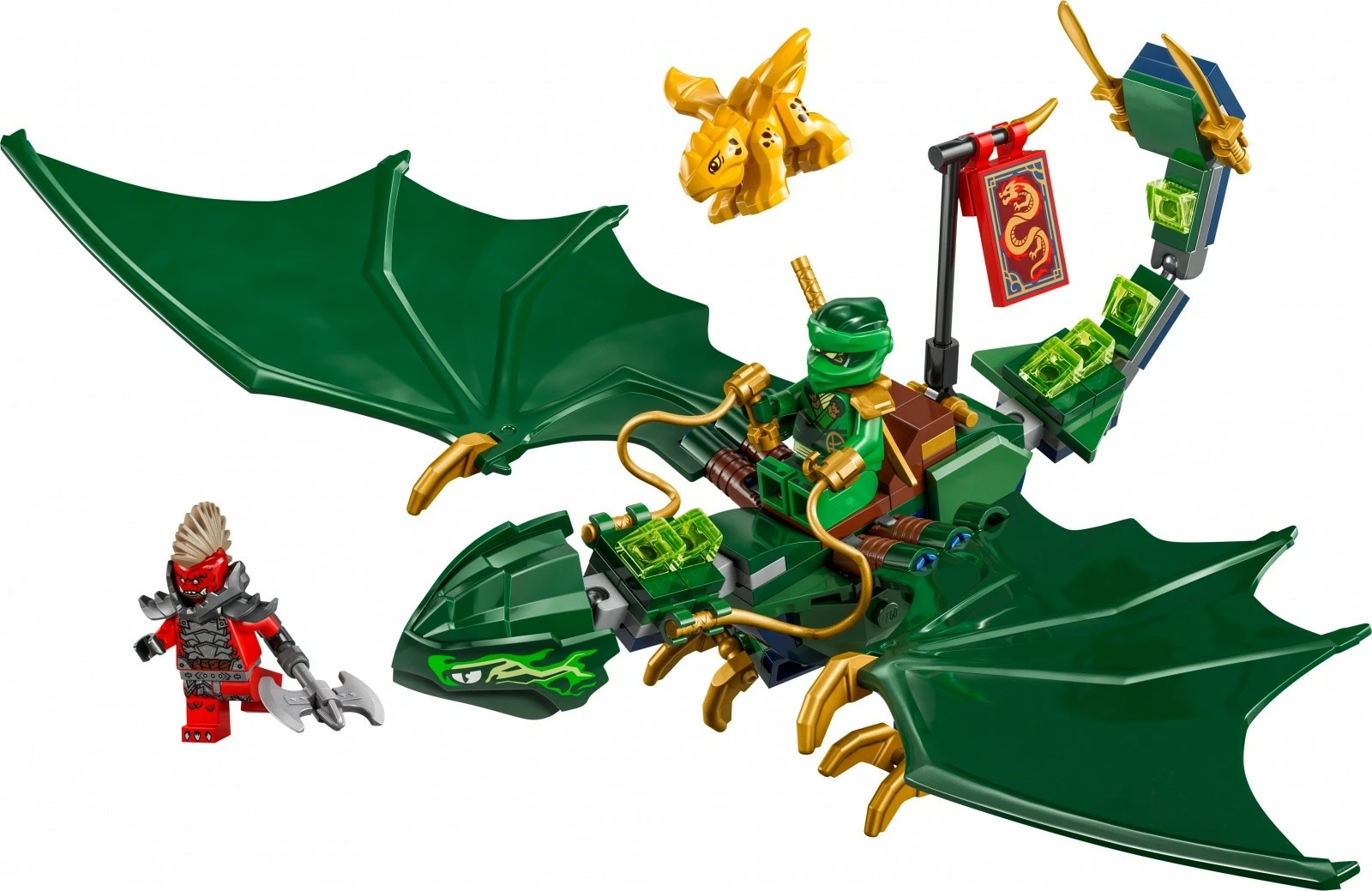 Set LEGO Ninjago 71829, Green Forest Dragon Lloyd, 128 pjesë