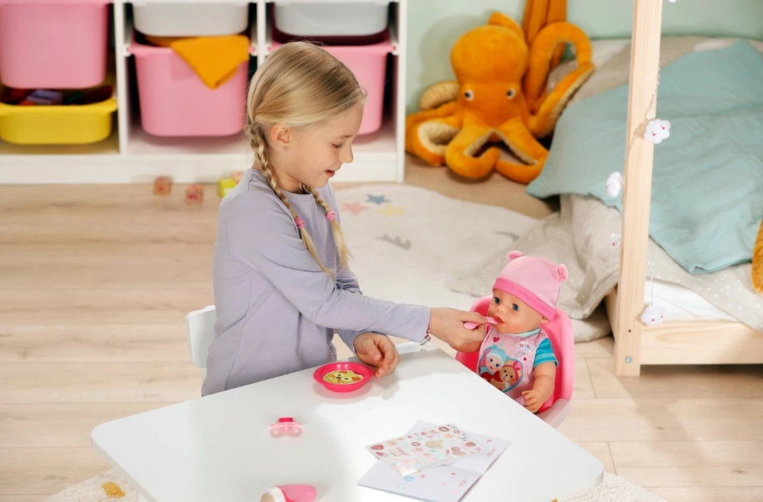 Kukull BABY born Emma, Zapf, 43 cm, me 10 aksesorë, rozë